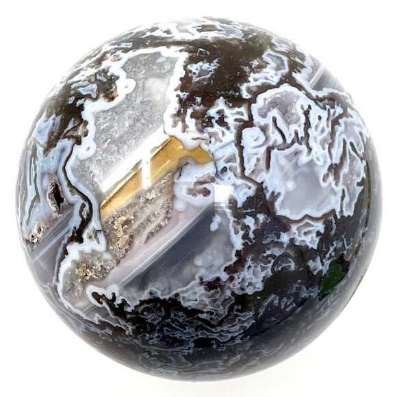 HUGE RARE purple Moss Agate Druzy Sphere Carving Natural Stone Crystal NEW - Picture 4 of 8
